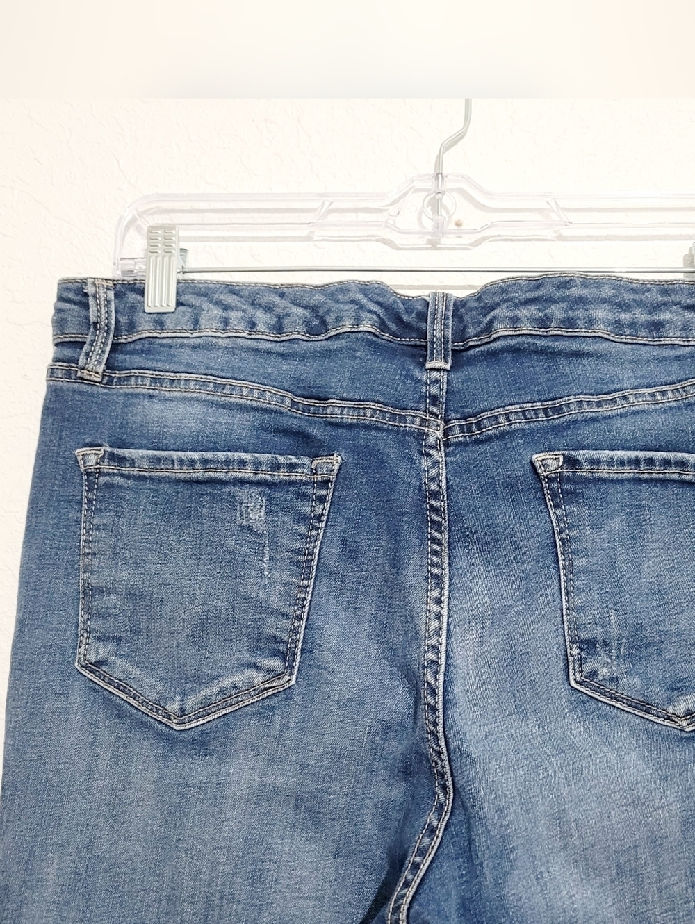 Nine West Gramercy Skinny Jeans Womens Size 12 Distressed Stretch Blue Denim - Picture 5 of 15